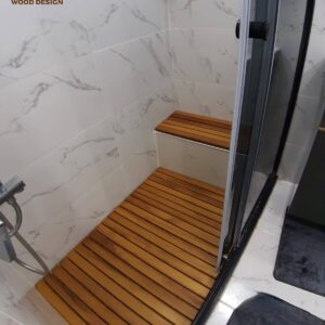 Banyo Duş Hamam Oturma Yeri Ahşap Kaplama