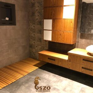Shower deck iroko wood bath